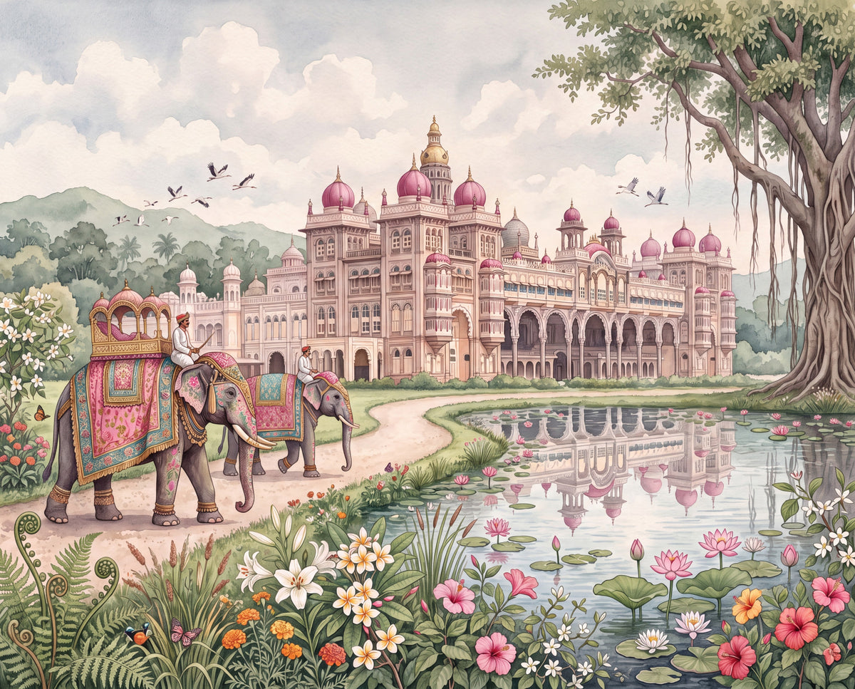 The Maharaja’s Lotus Garden Wall Mural in your room — zoomed