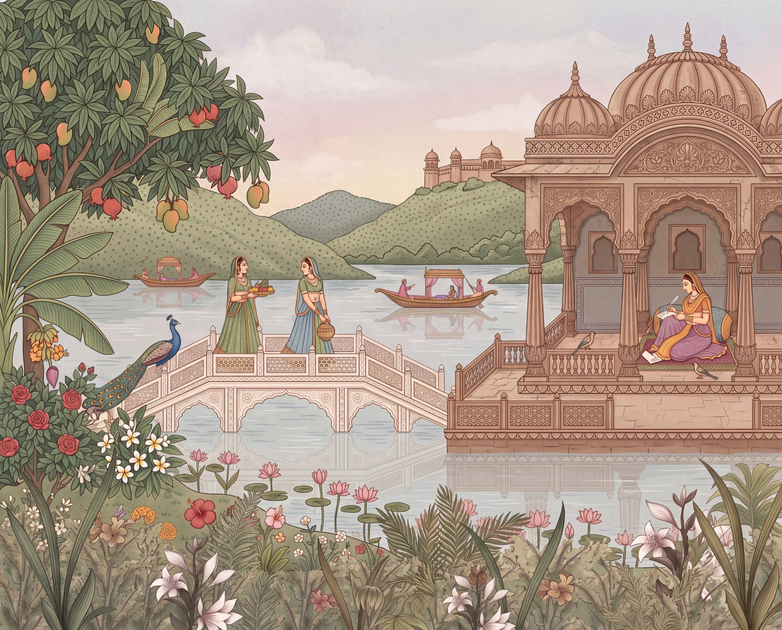 The Royal Lotus Pavilion Wall Mural in your room