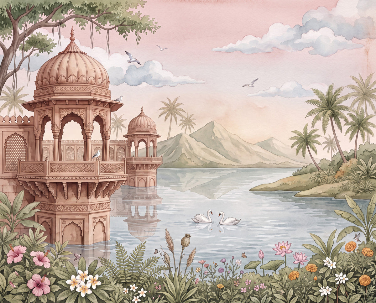 The Swan Lake Pavilion Wall Mural in your room — zoomed