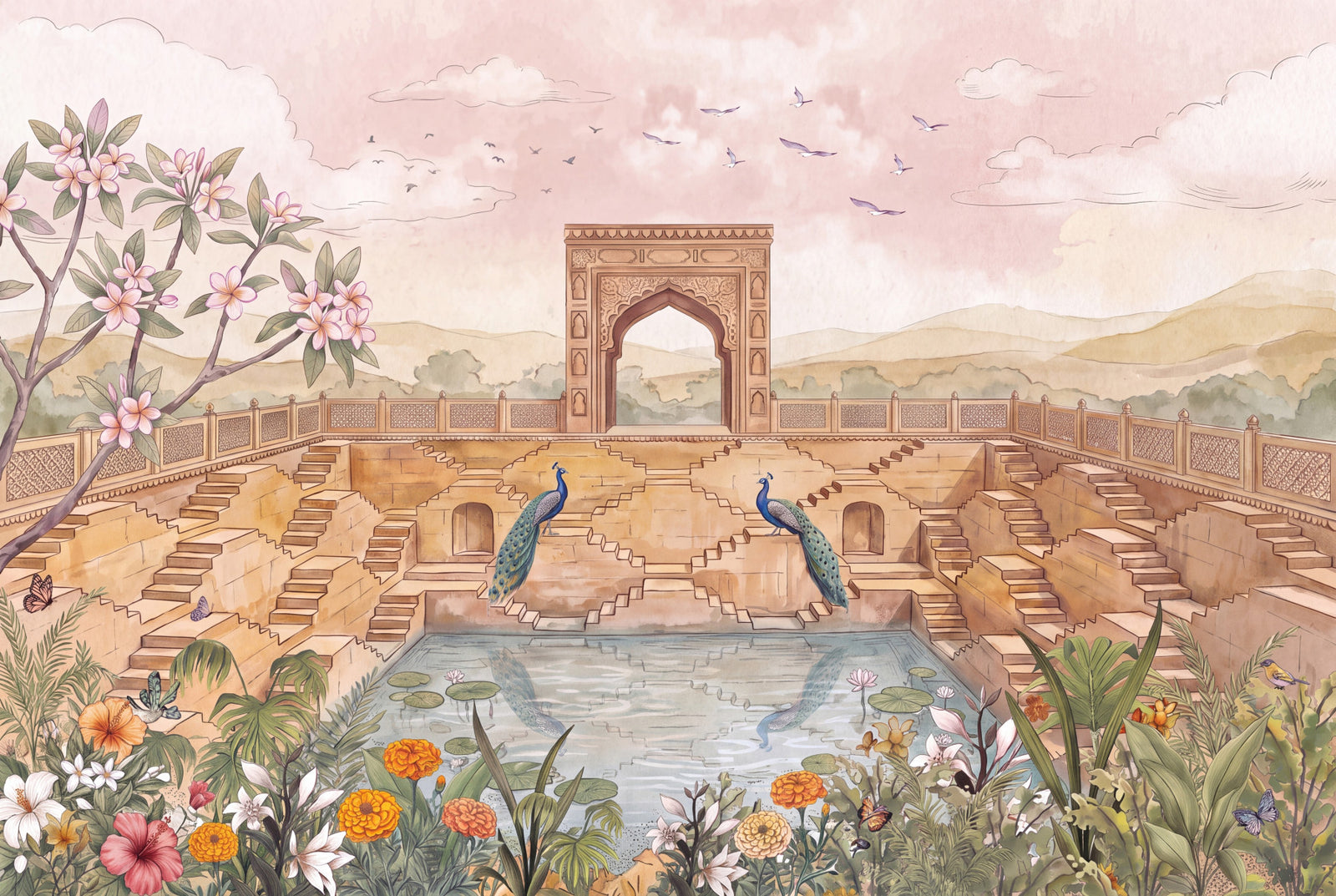 Stepwell Garden Wall Mural in your room