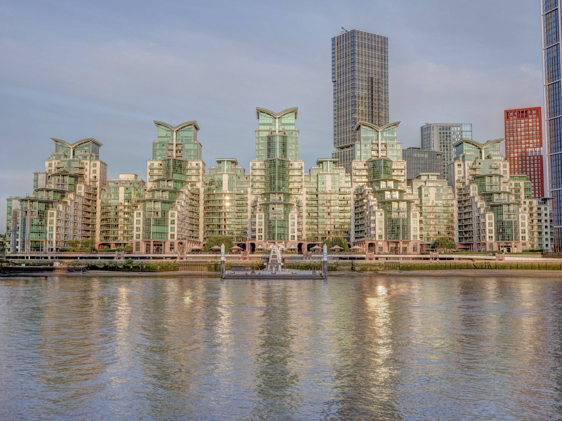Modern Urban Glass Waterfront Wall Mural
