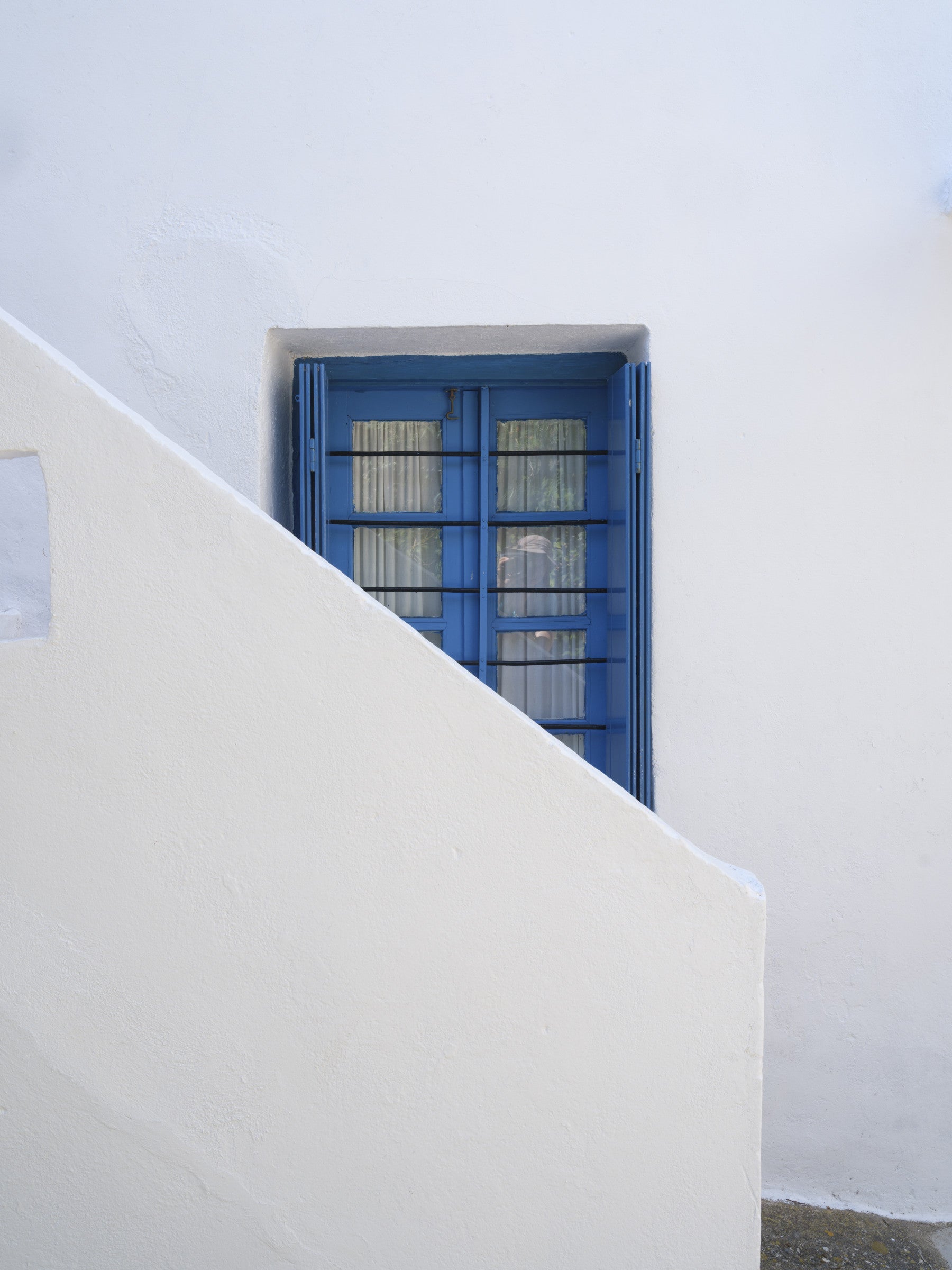 Minimalist Mediterranean Plaster and Shutter Wall Mural