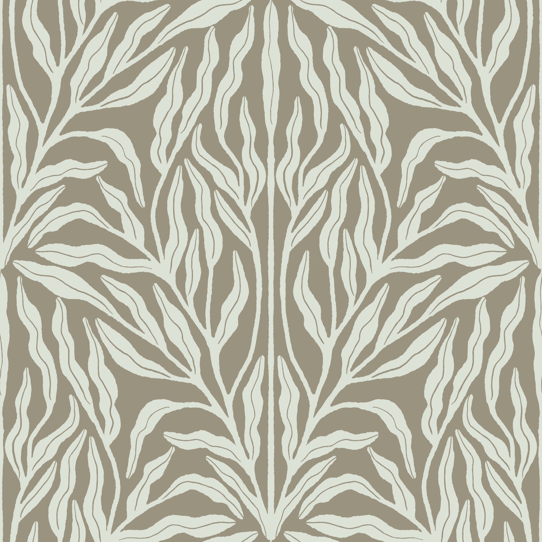 Neutral Botanical Leaf Symmetry Wallpaper⁠