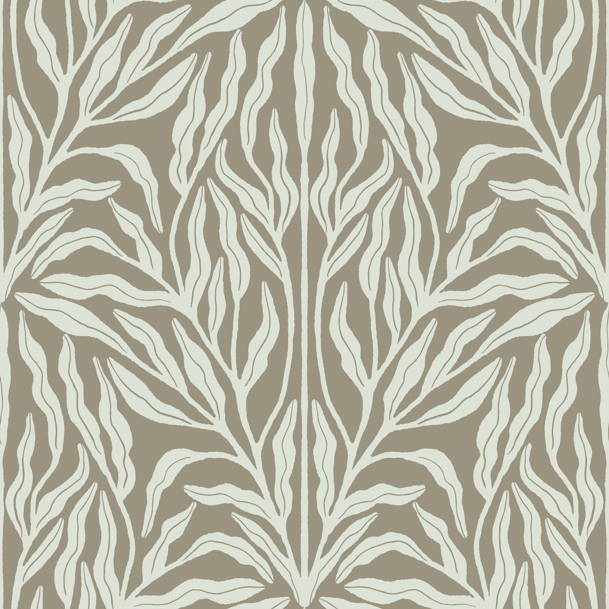 Neutral Botanical Leaf Symmetry Wallpaper⁠ in your room