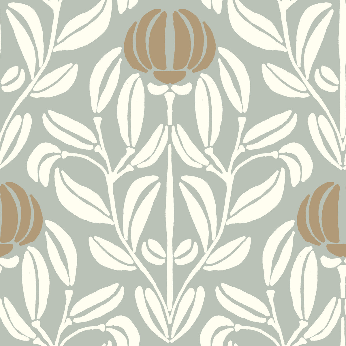Sage and Cream Botanical Symmetry Wallpaper⁠ in your room