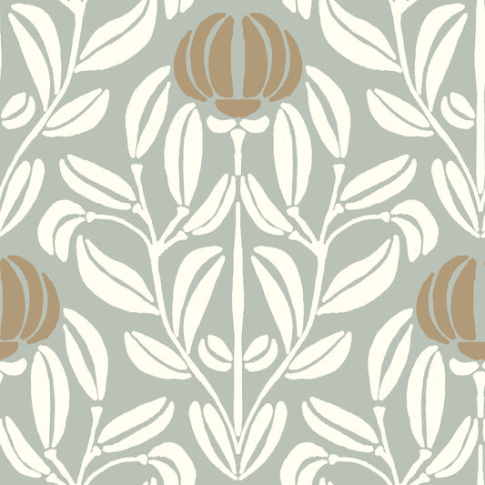 Sage and Cream Botanical Symmetry Wallpaper⁠