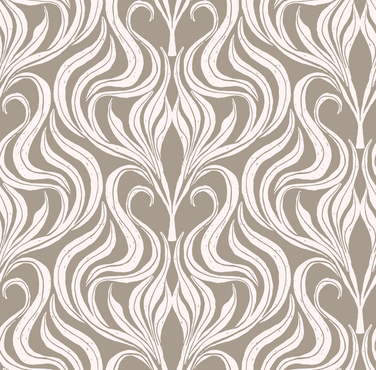 Cream and Beige Botanical Damask Wallpaper⁠ in your room