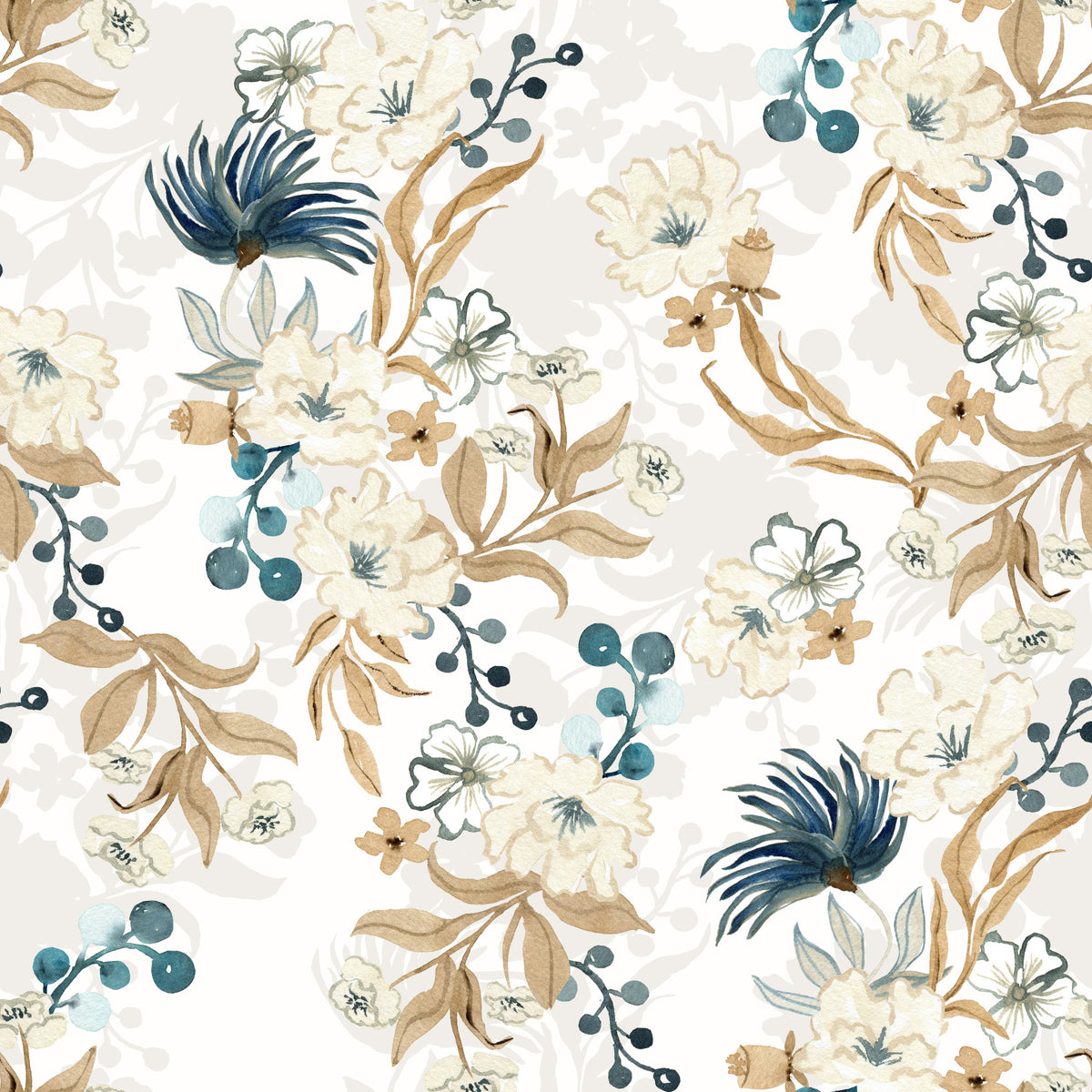 Muted Floral Botanical Pattern Wallpaper⁠ in your room