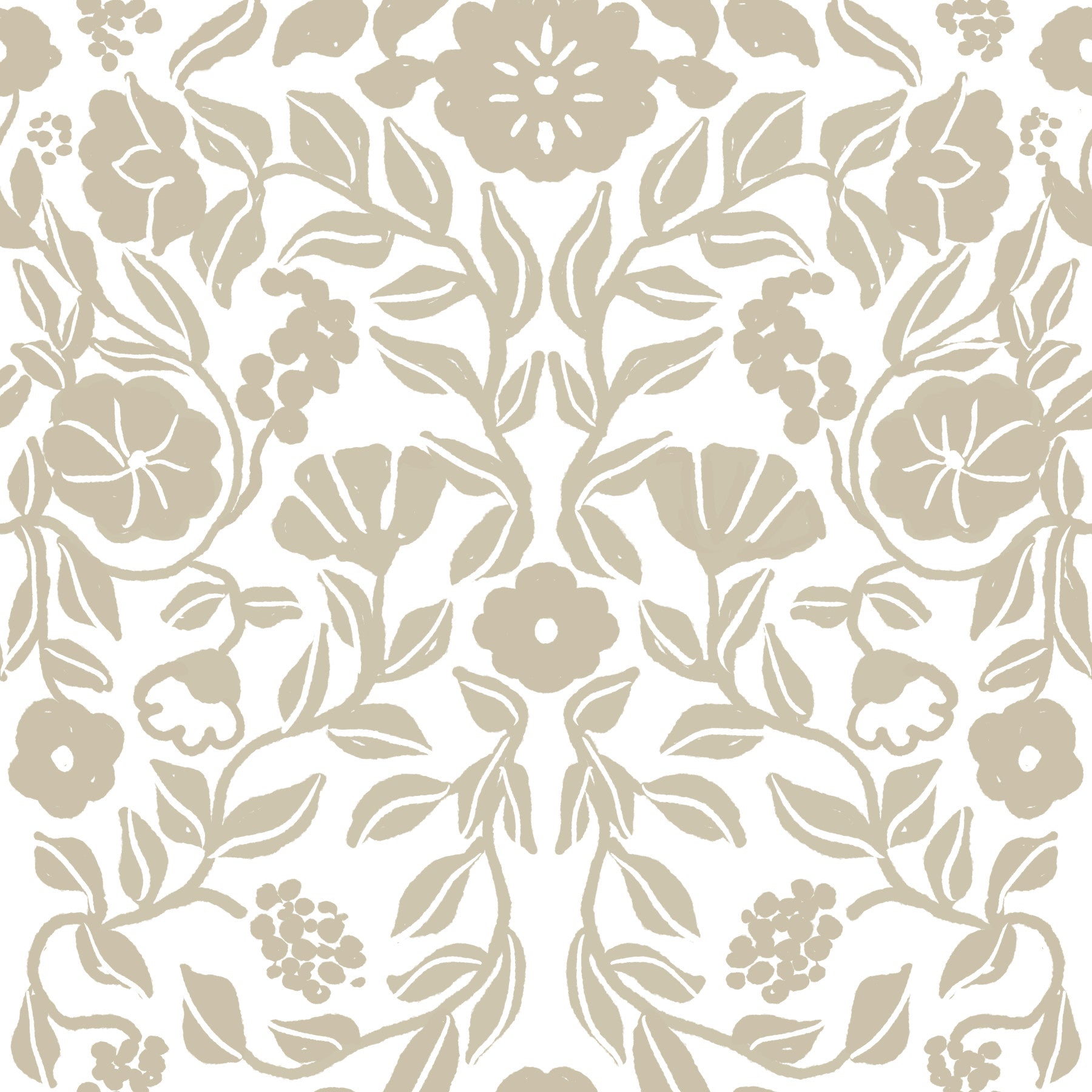 Minimalist Botanical Beige Sketch Wallpaper⁠