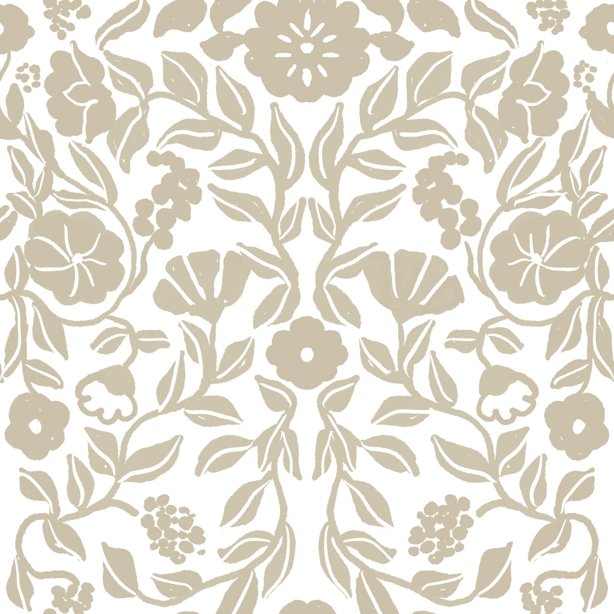 Minimalist Botanical Beige Sketch Wallpaper⁠ in your room