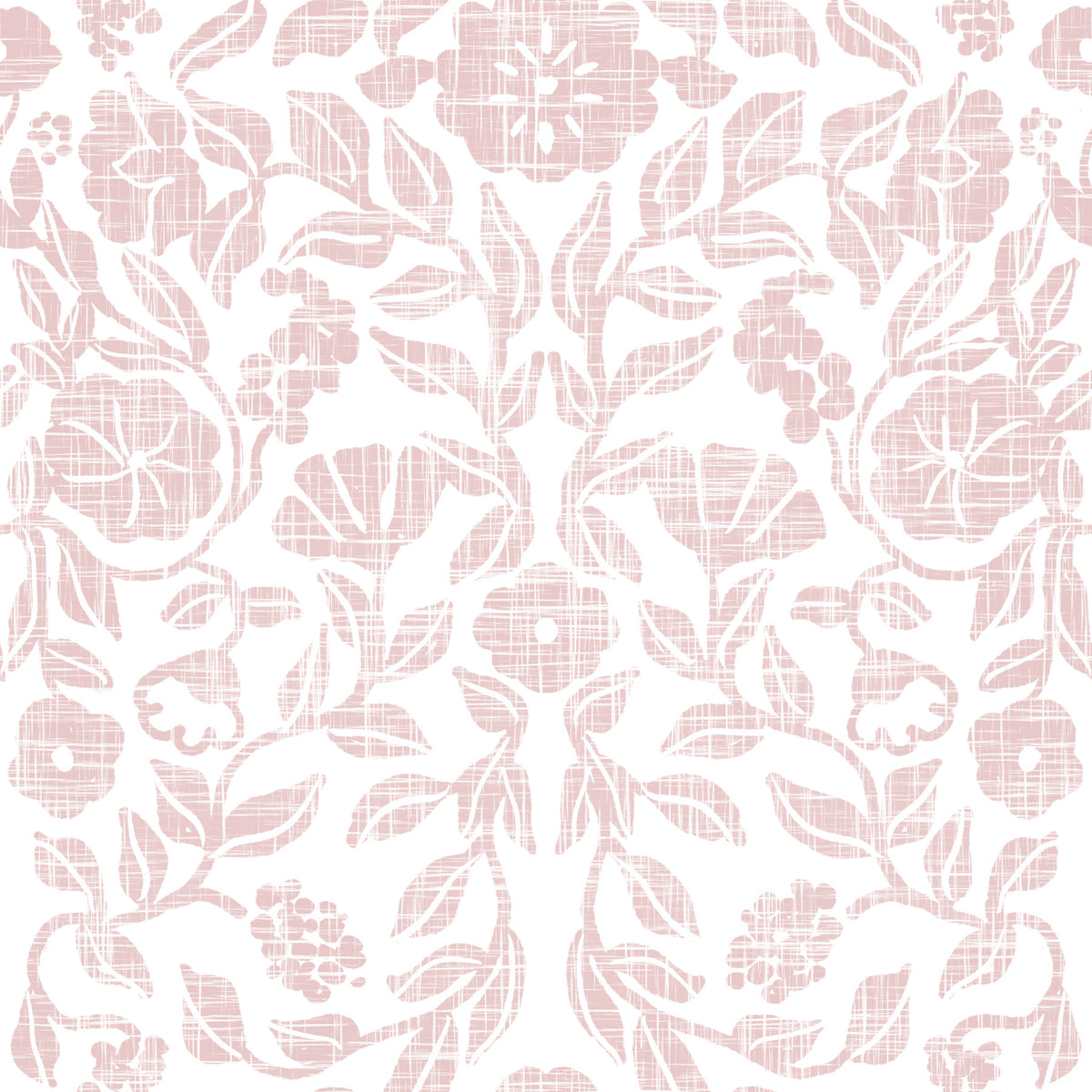 Textured Pink Damask Vine Wallpaper⁠ in your room — zoomed