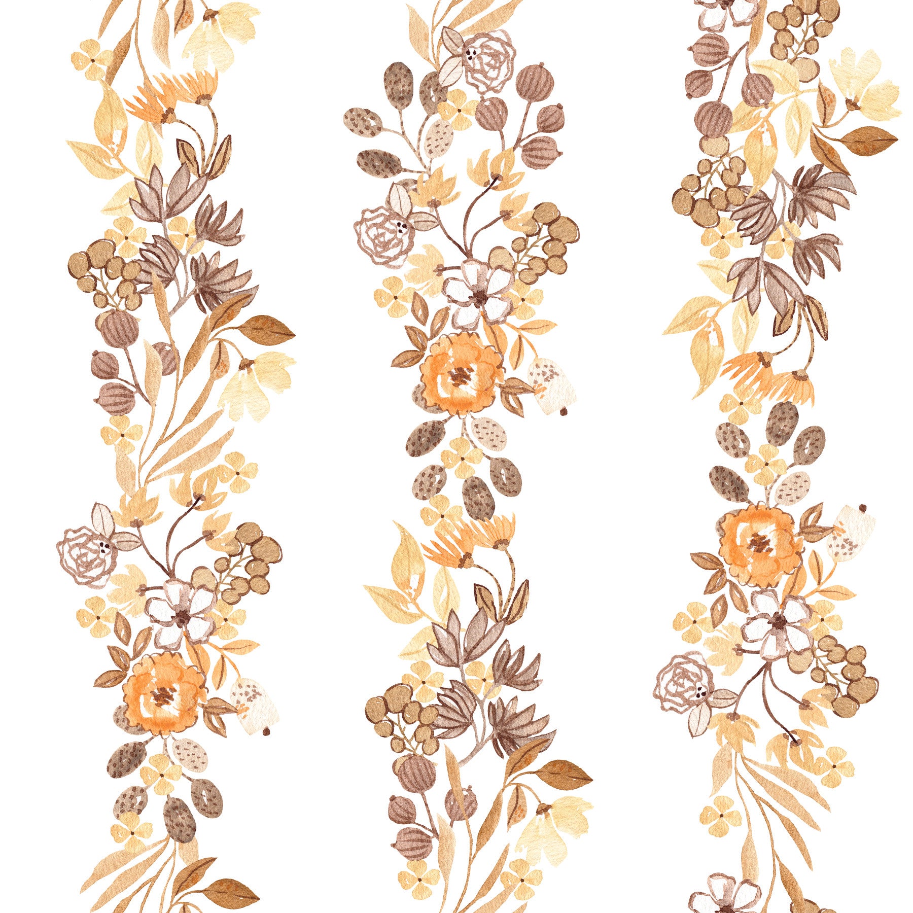 Watercolor Meadow Vertical Sprigs Wallpaper⁠