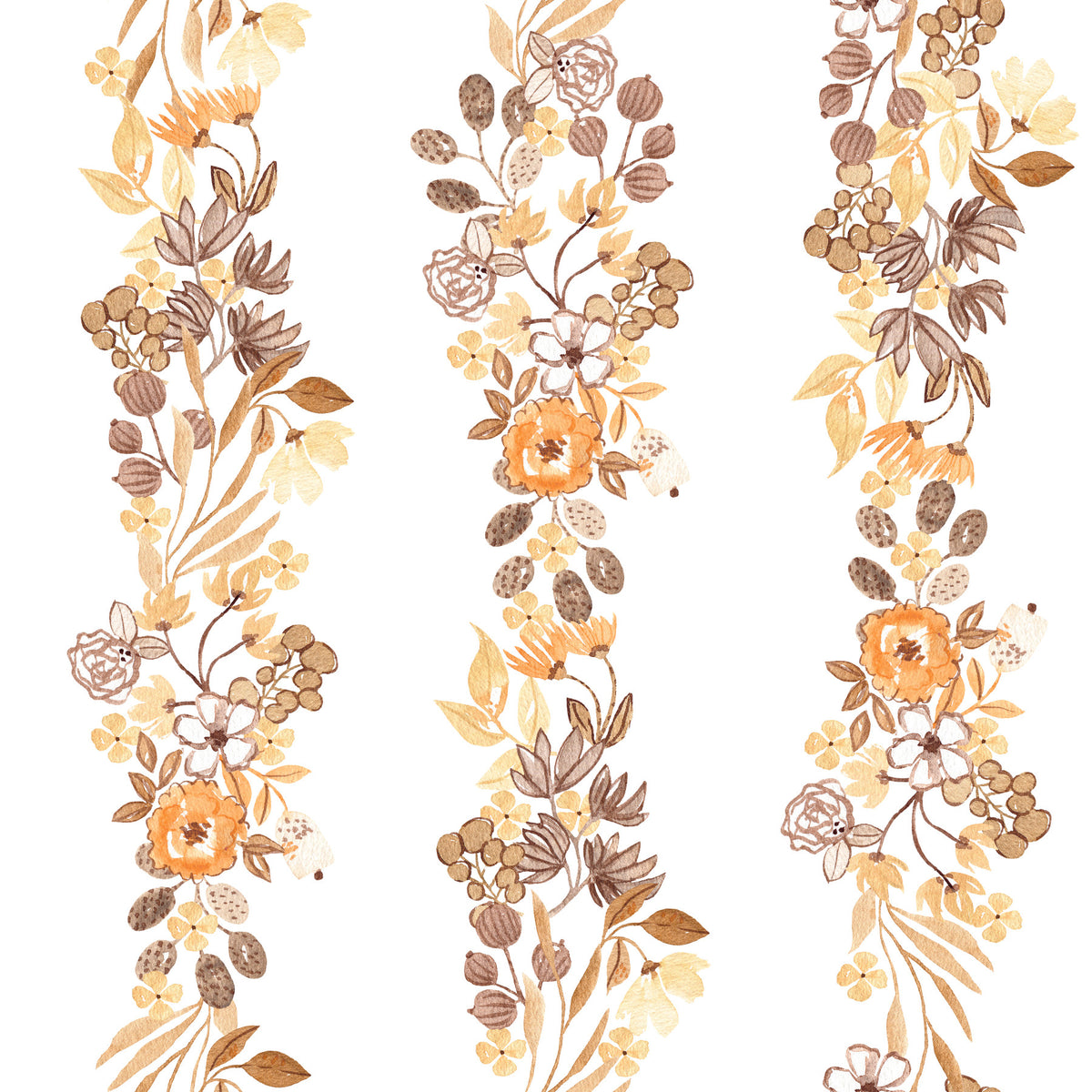 Watercolor Meadow Vertical Sprigs Wallpaper⁠ in your room