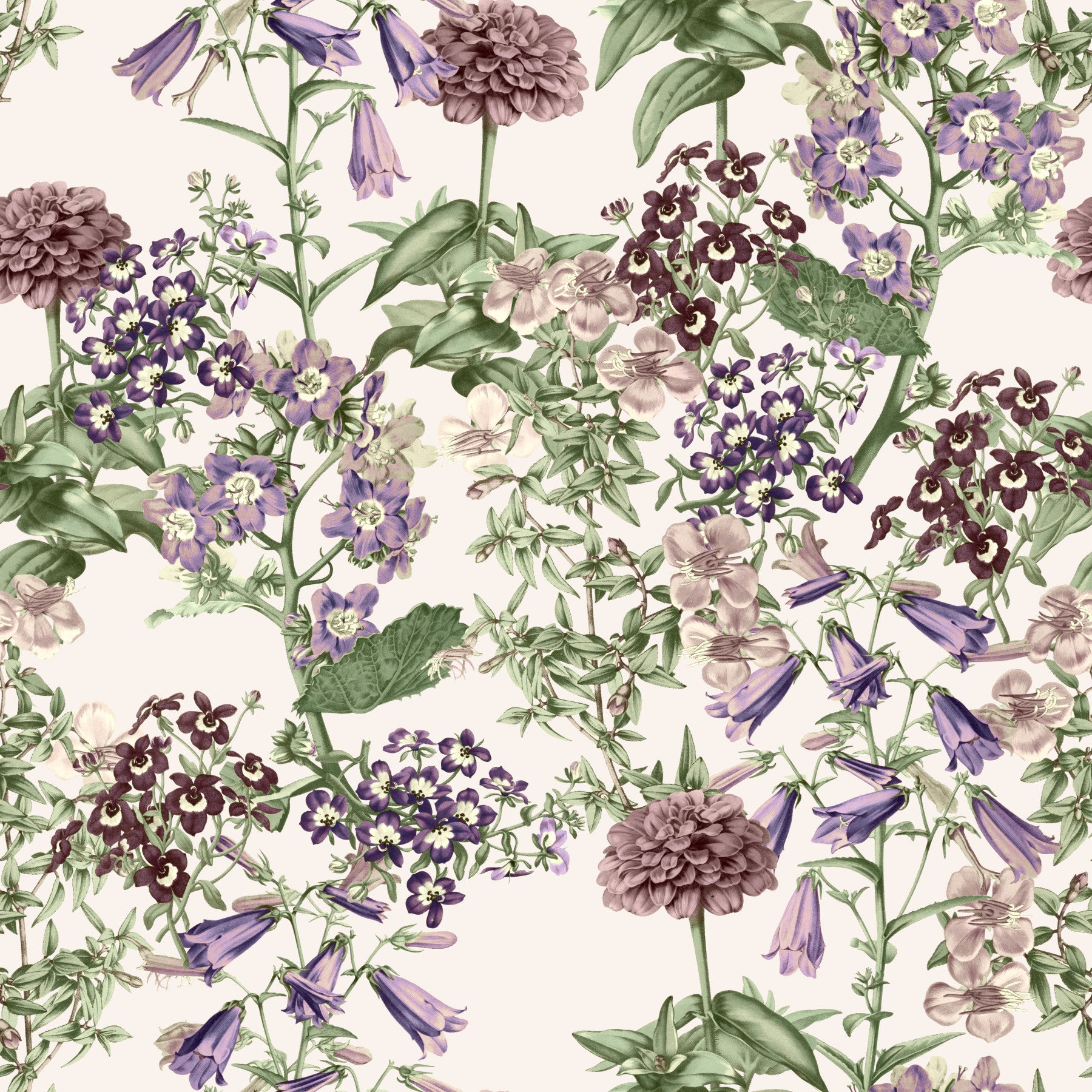 Victorian Flora Etching Pattern Wallpaper⁠
