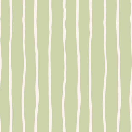 Soft Sage Hand-Drawn Vertical Stripes Wallpaper⁠