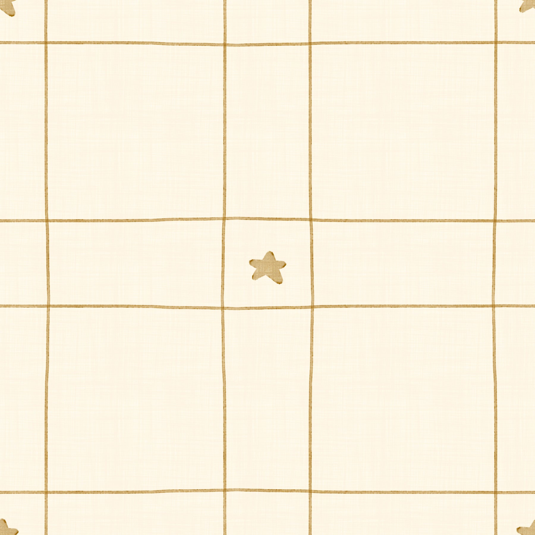 Minimalist Holiday Windowpane Plaid Hand Drawn Stars - Antique Gold Yellow Wallpaper⁠