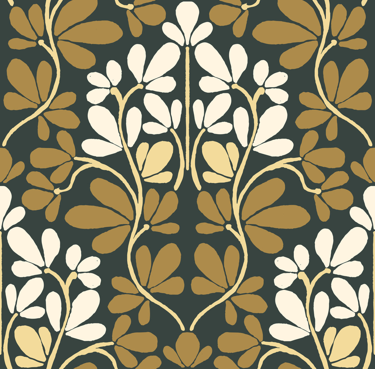 Golden Foliage Damask Wallpaper⁠ in your room