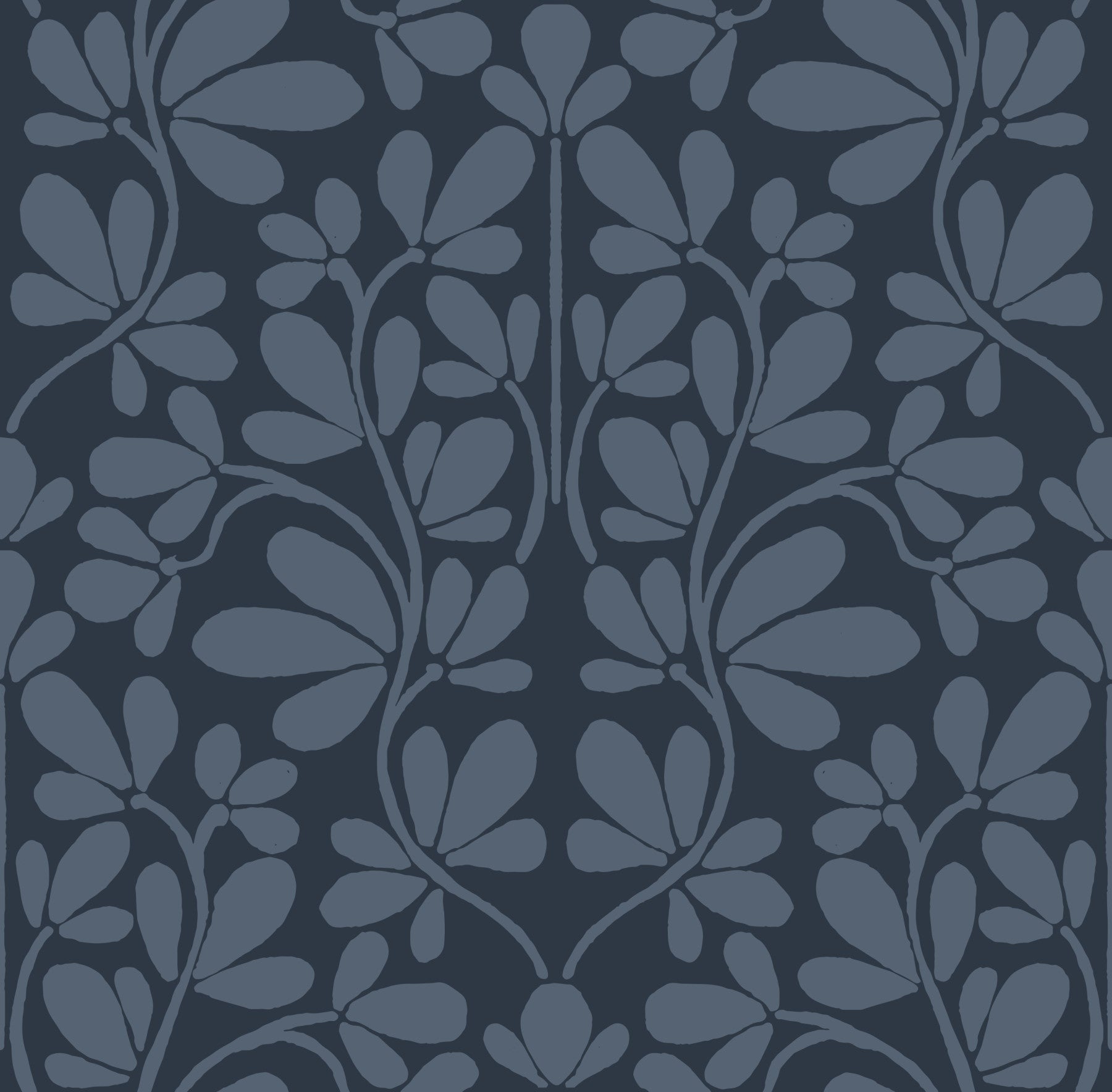 Midnight Navy Botanical Damask Wallpaper⁠