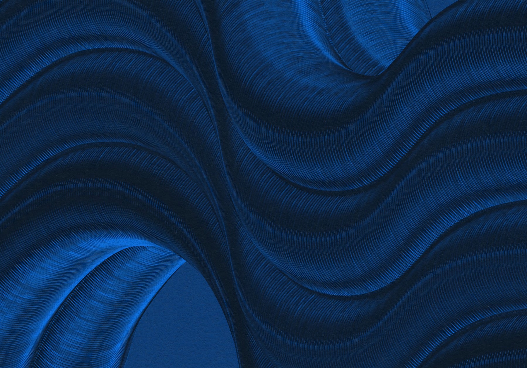 Midnight Navy Fluid Curves Wall Mural