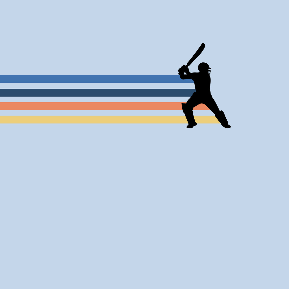Retro Cricket Player Silhouette Wall Mural in your room