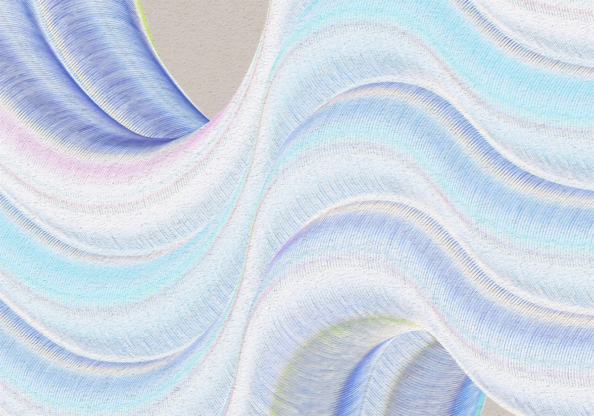 Fluid Azure Waves Wall Mural in your room — zoomed