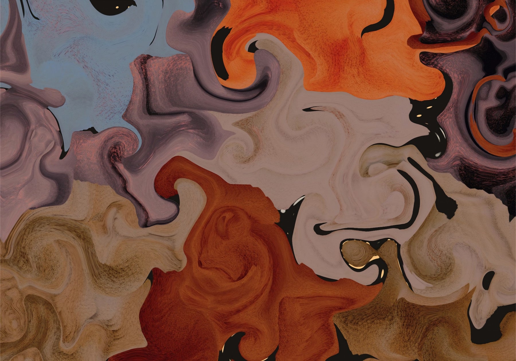 Abstract Painted Swirls Wall Mural