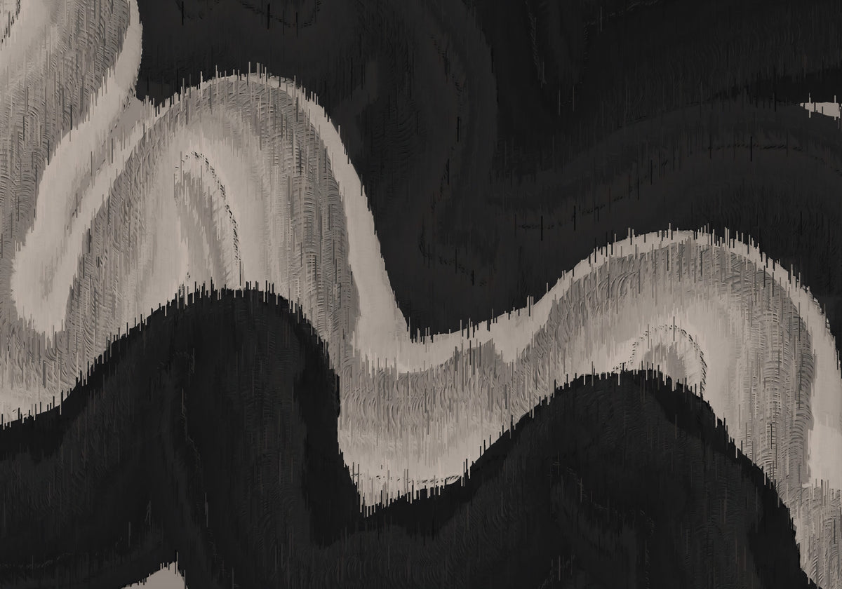 Charcoal Tonal Wave Abstract Wall Mural in your room