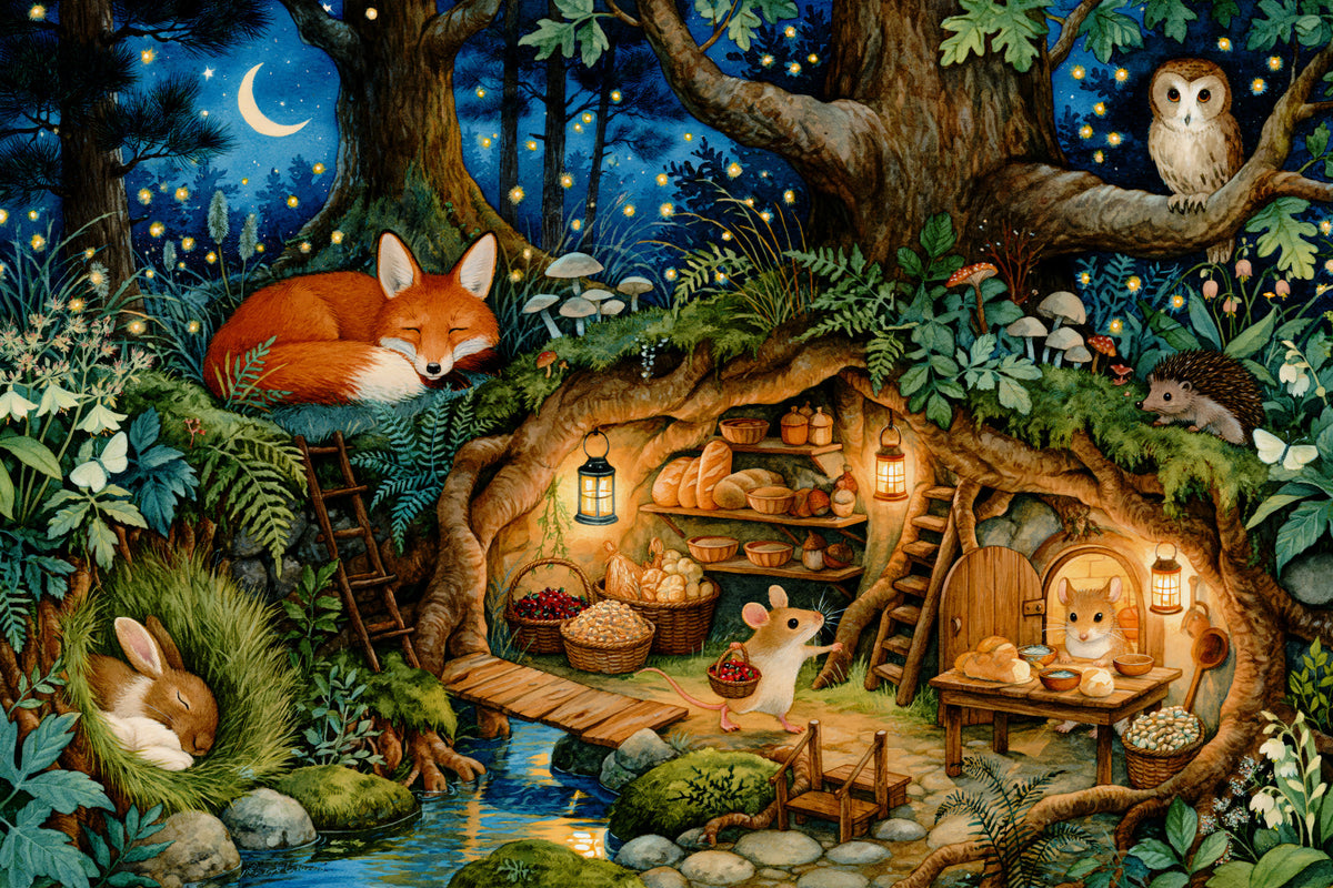 Enchanted Woodland Burrow Scene Wall Mural in your room