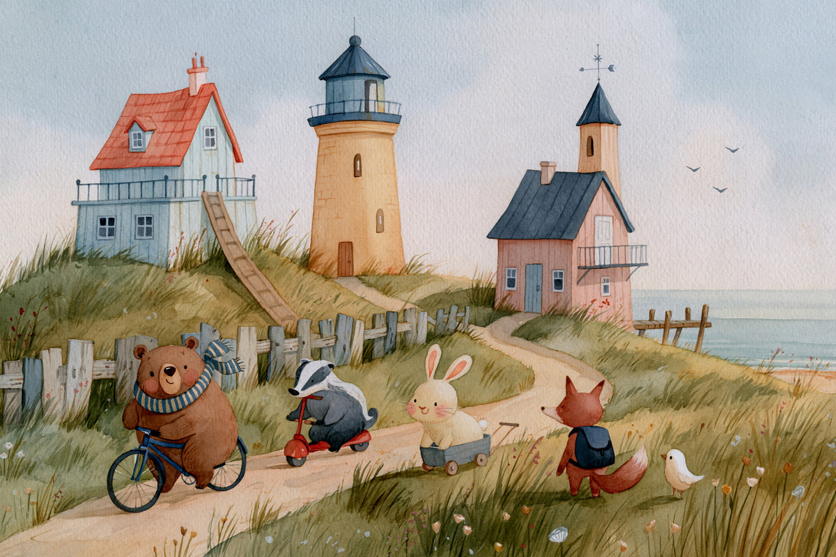 Coastal Animal Friends Adventure Wall Mural in your room — zoomed
