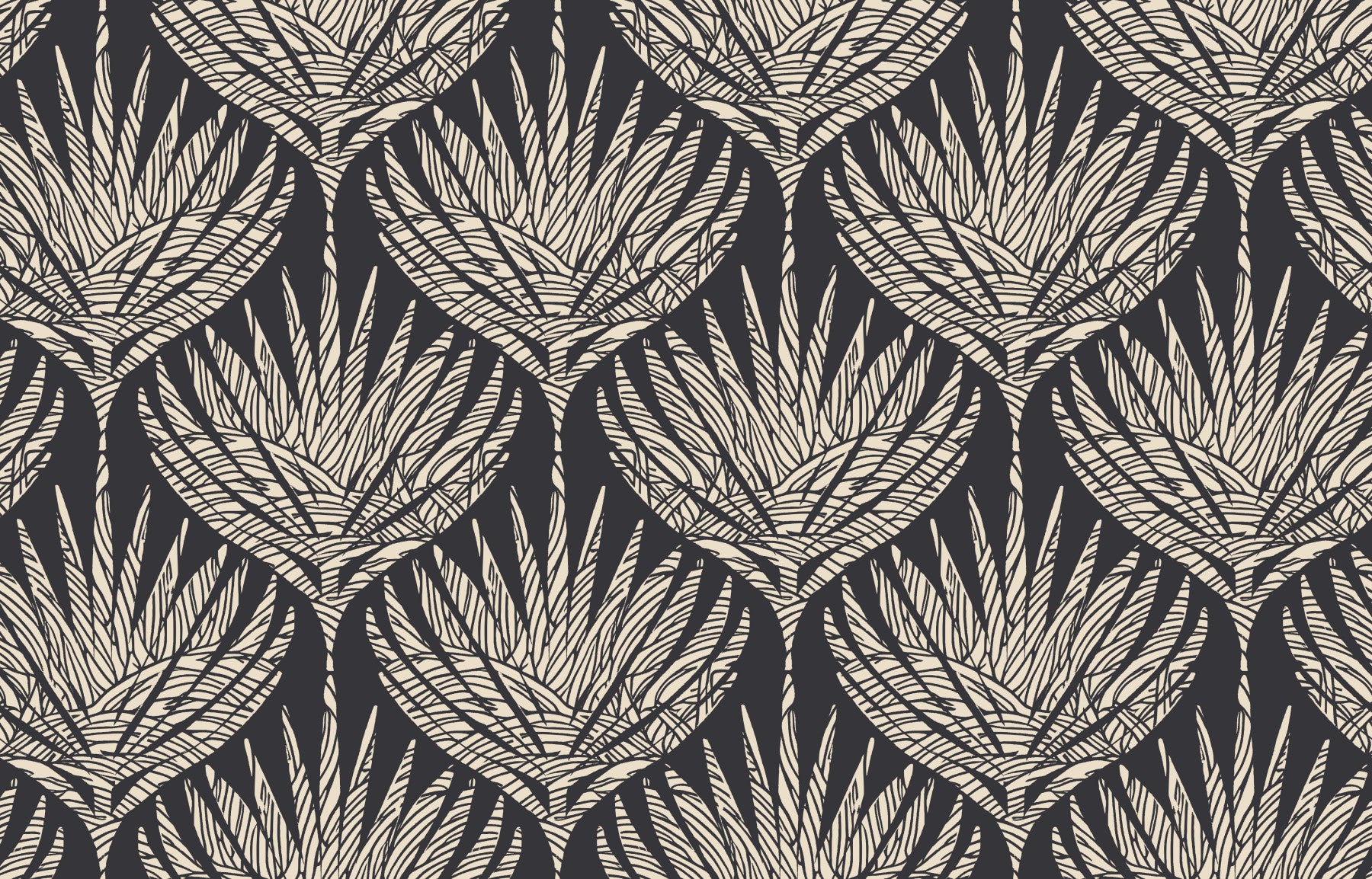 Graphic Fan Botanical Silhouette Wallpaper⁠