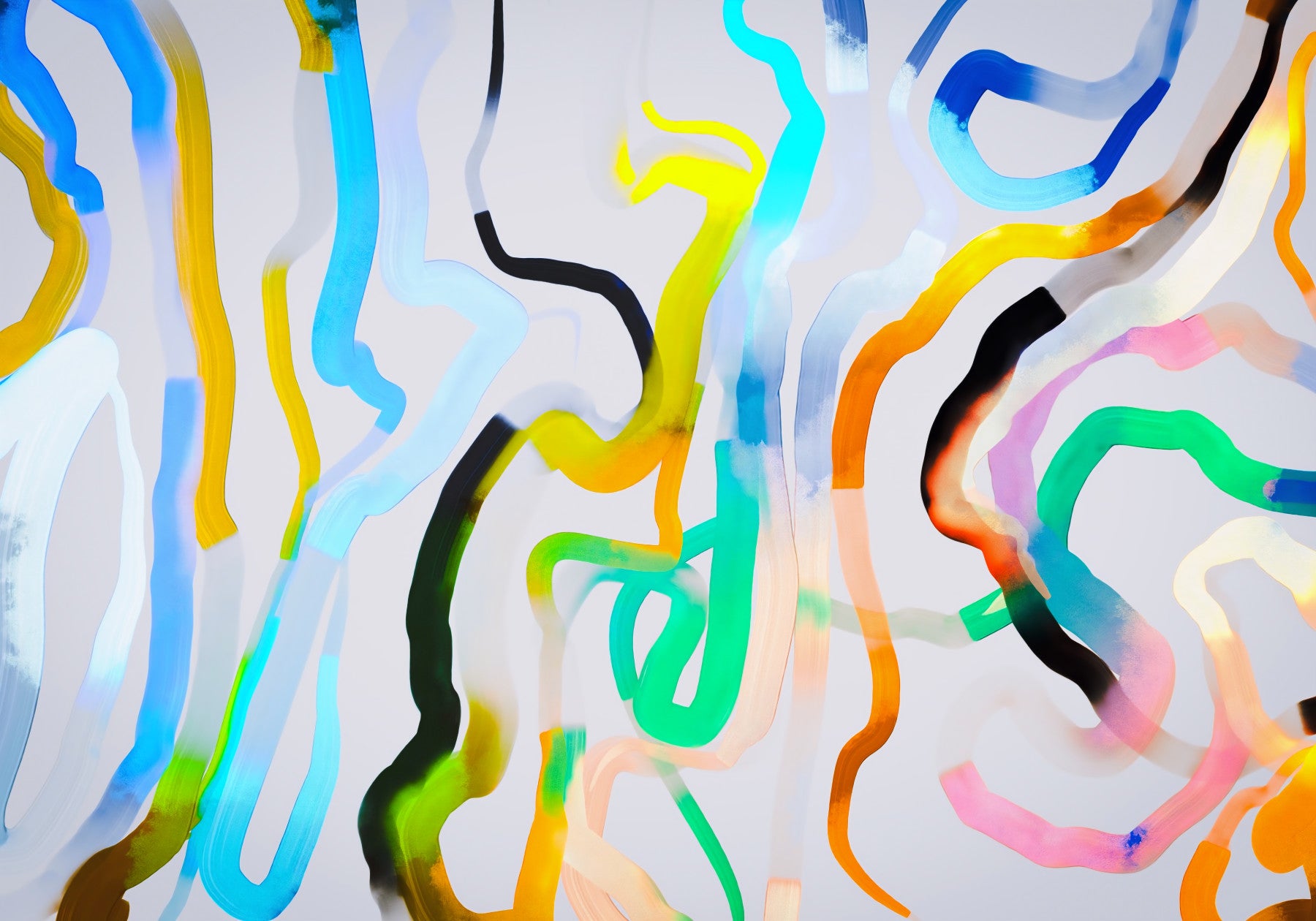 Vibrant Fluid Stroke Composition Wall Mural