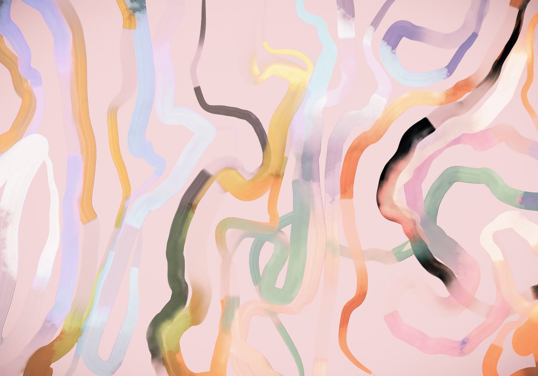 Abstract Painted Ribbons Wall Mural