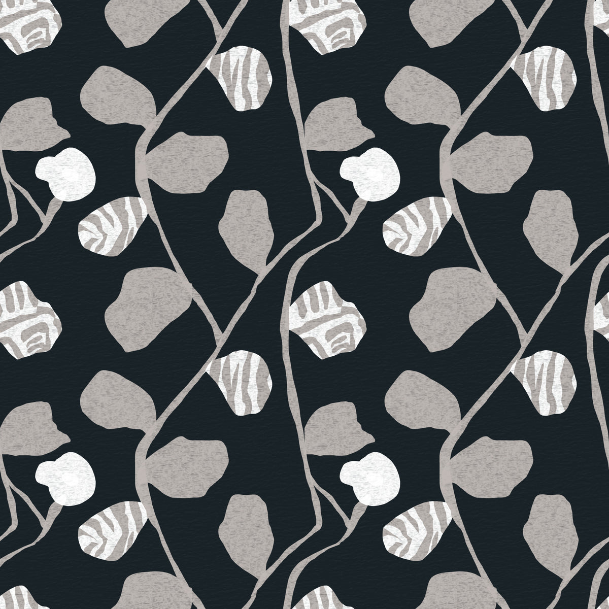 Minimalist Graphite Botanical Weave Wallpaper⁠