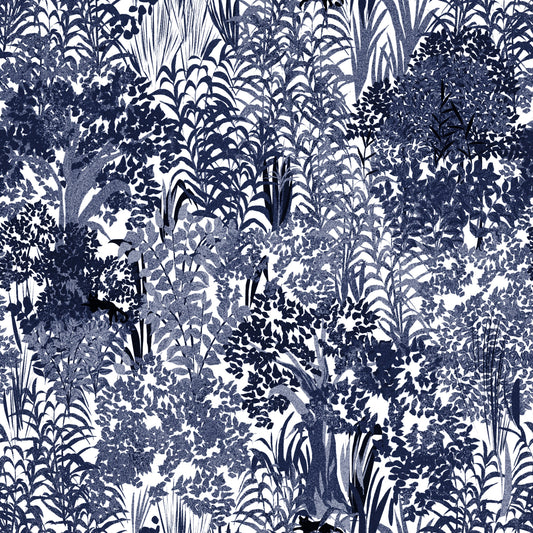 Indigo Jungle Foliage Layering Wallpaper⁠