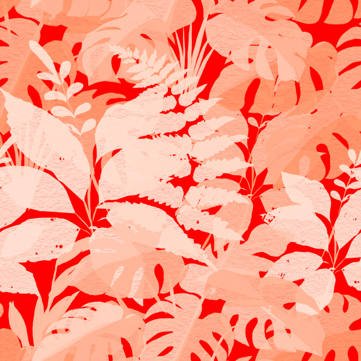 Fiery Coral Tropical Foliage Wallpaper⁠ in your room — zoomed