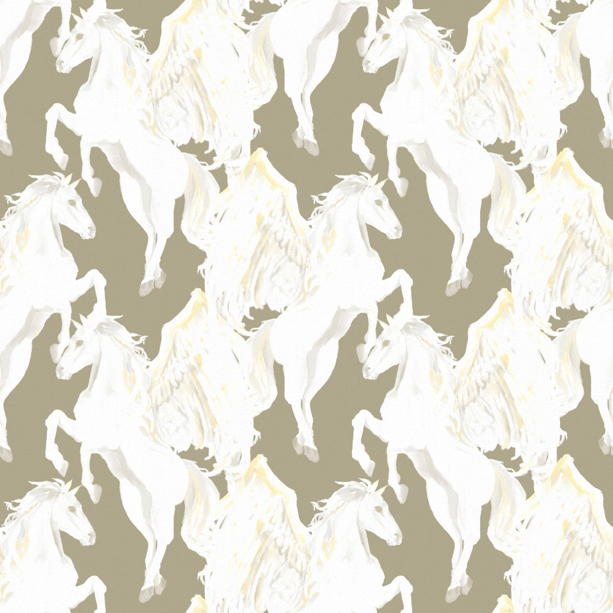 Ethereal Winged Stallions in Soft Sepia Wallpaper⁠