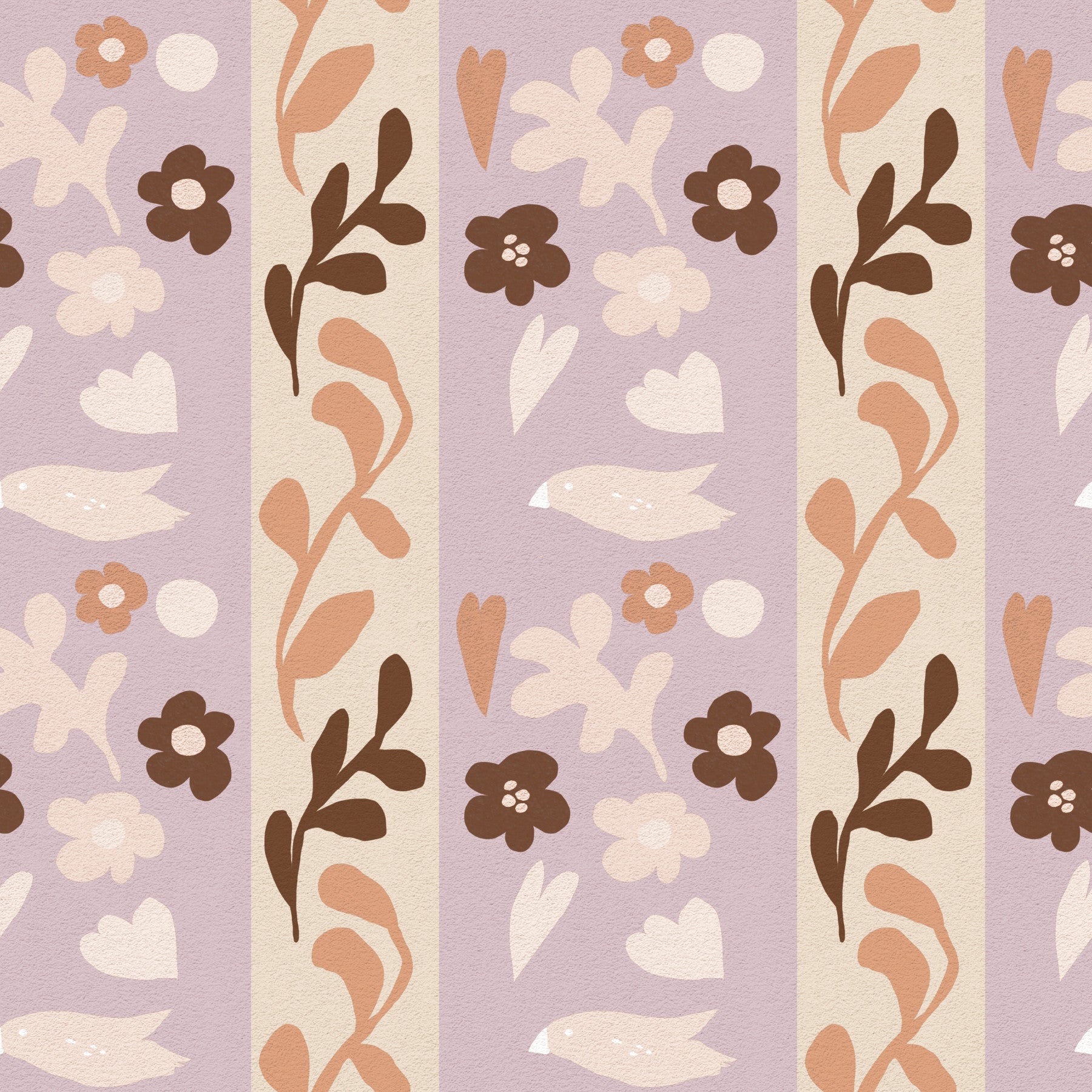 Whimsical Nature Stripe Print Wallpaper⁠