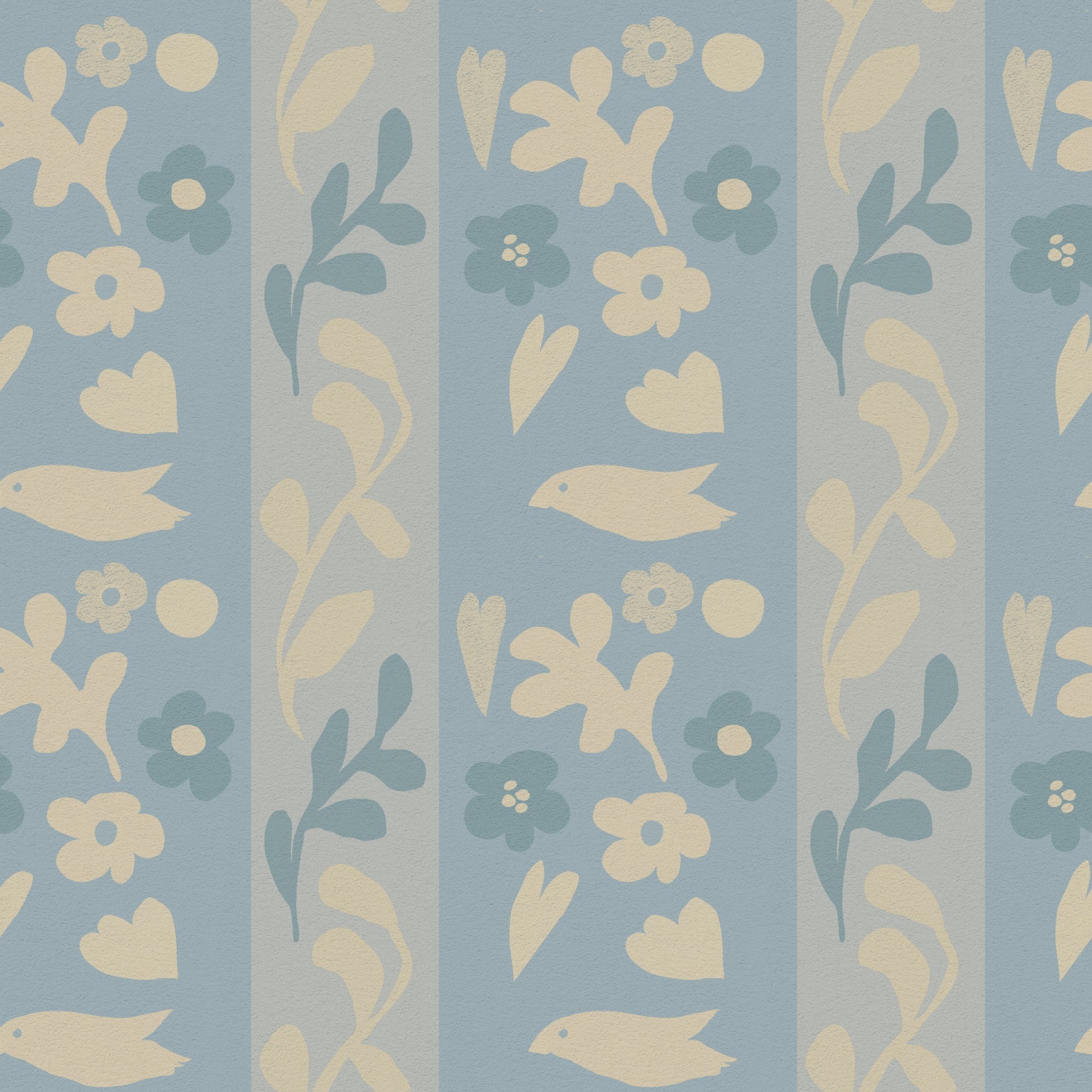 Minimalist Garden Bird Stripe Wallpaper⁠