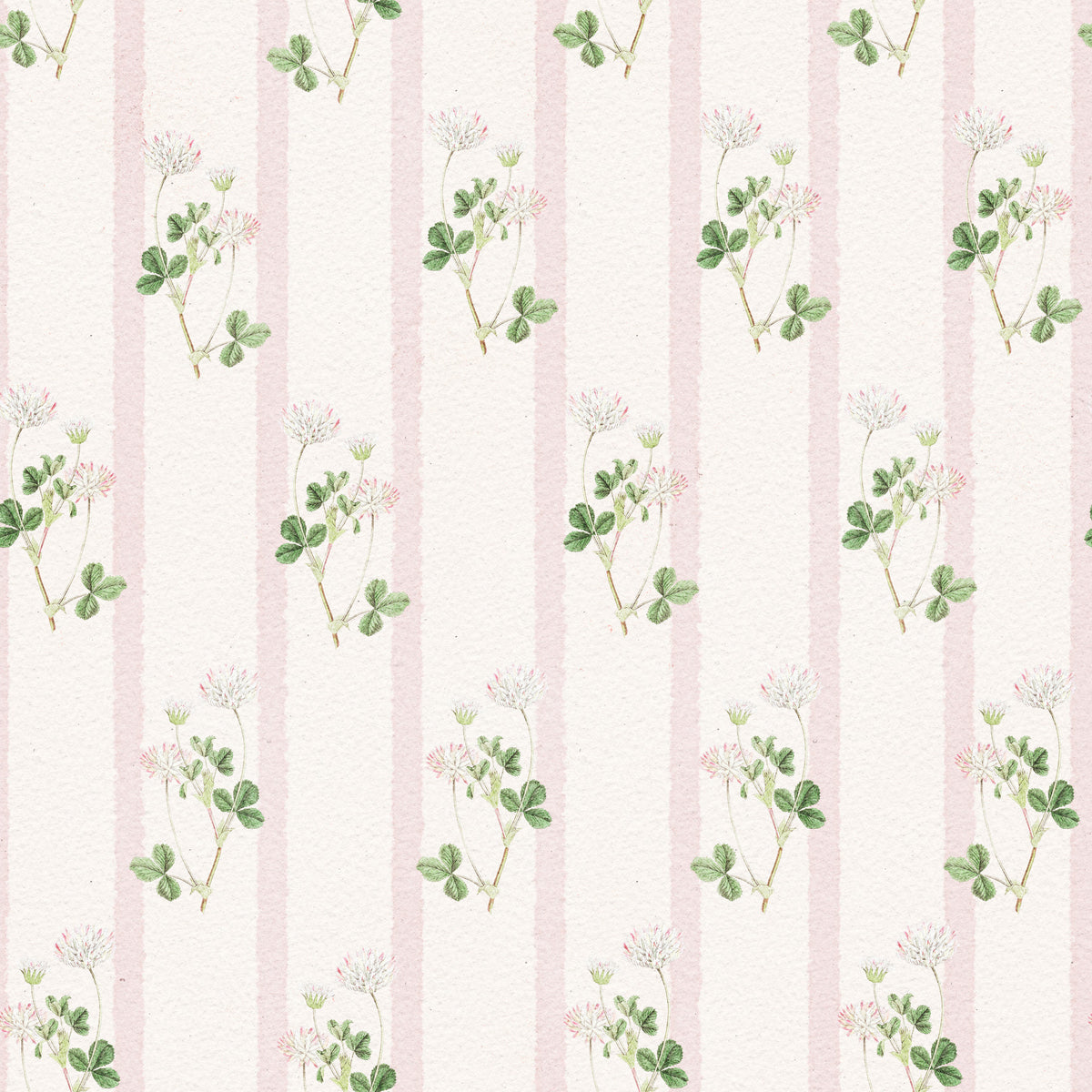 Soft Clover and Pastel Stripe Botanical Print Wallpaper⁠ in your room