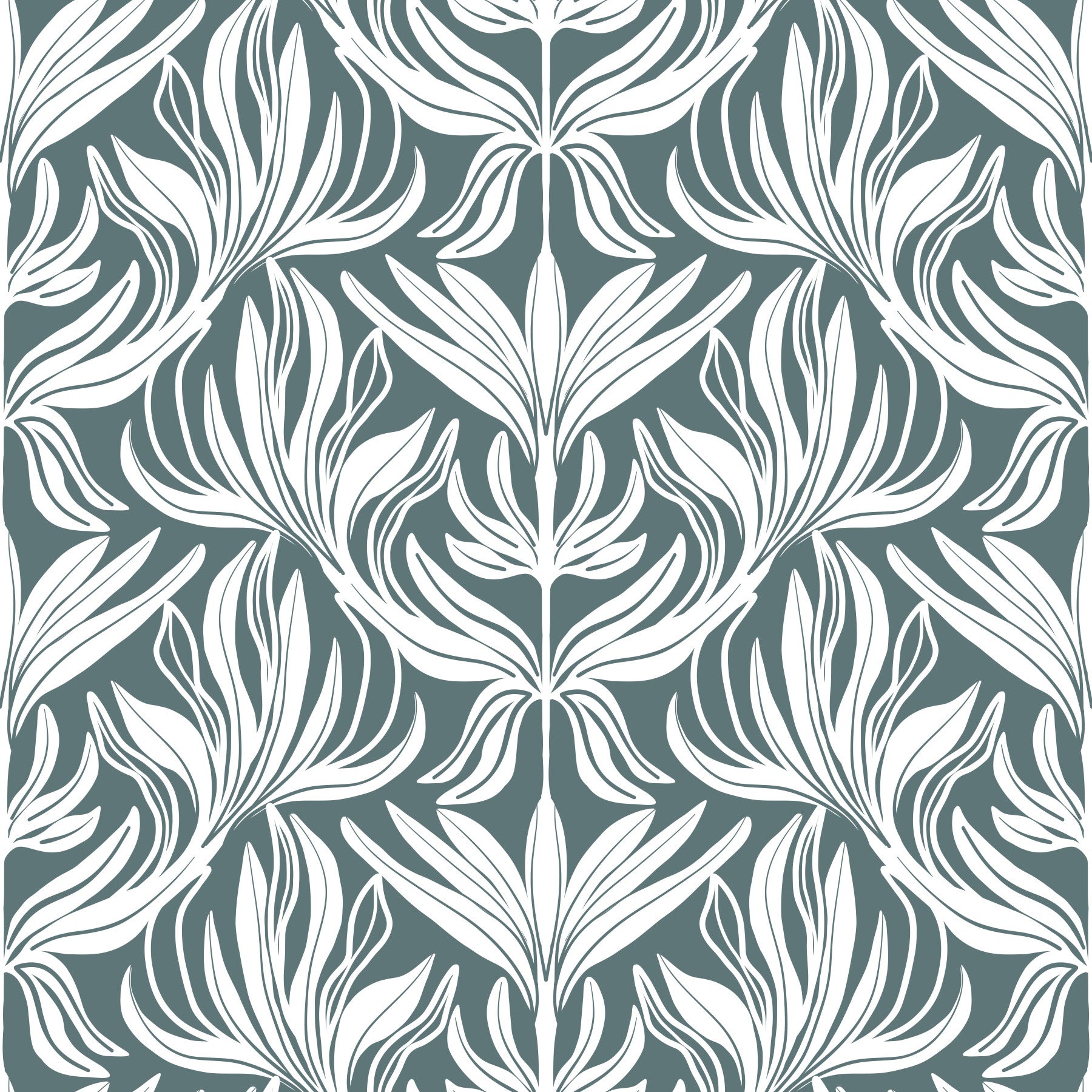 Abstract Teal Foliage Motif Wallpaper⁠