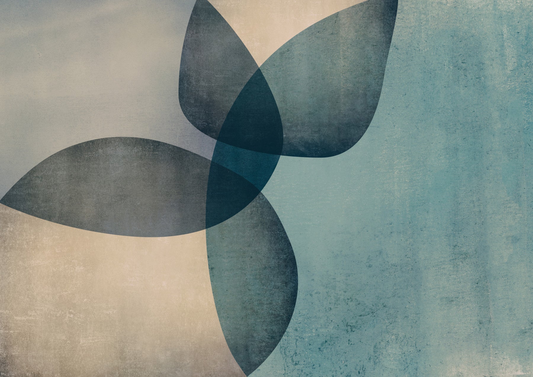 Organic Shapes Dusty Teal Wall Mural