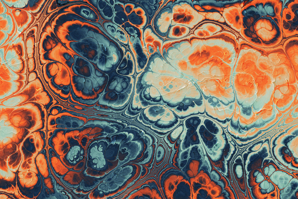 Ocean Fire Abstract Fluid Marble Pattern in your room — zoomed