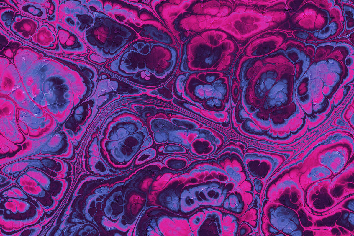 Neon Pink Blue Marble Abstract Waves Wall Mural in your room