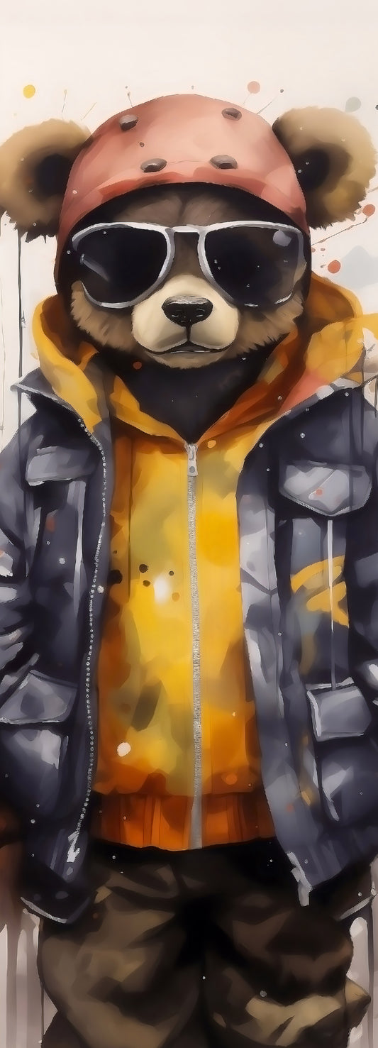 Cool Aviator Bear in Hoodie Wall Mural