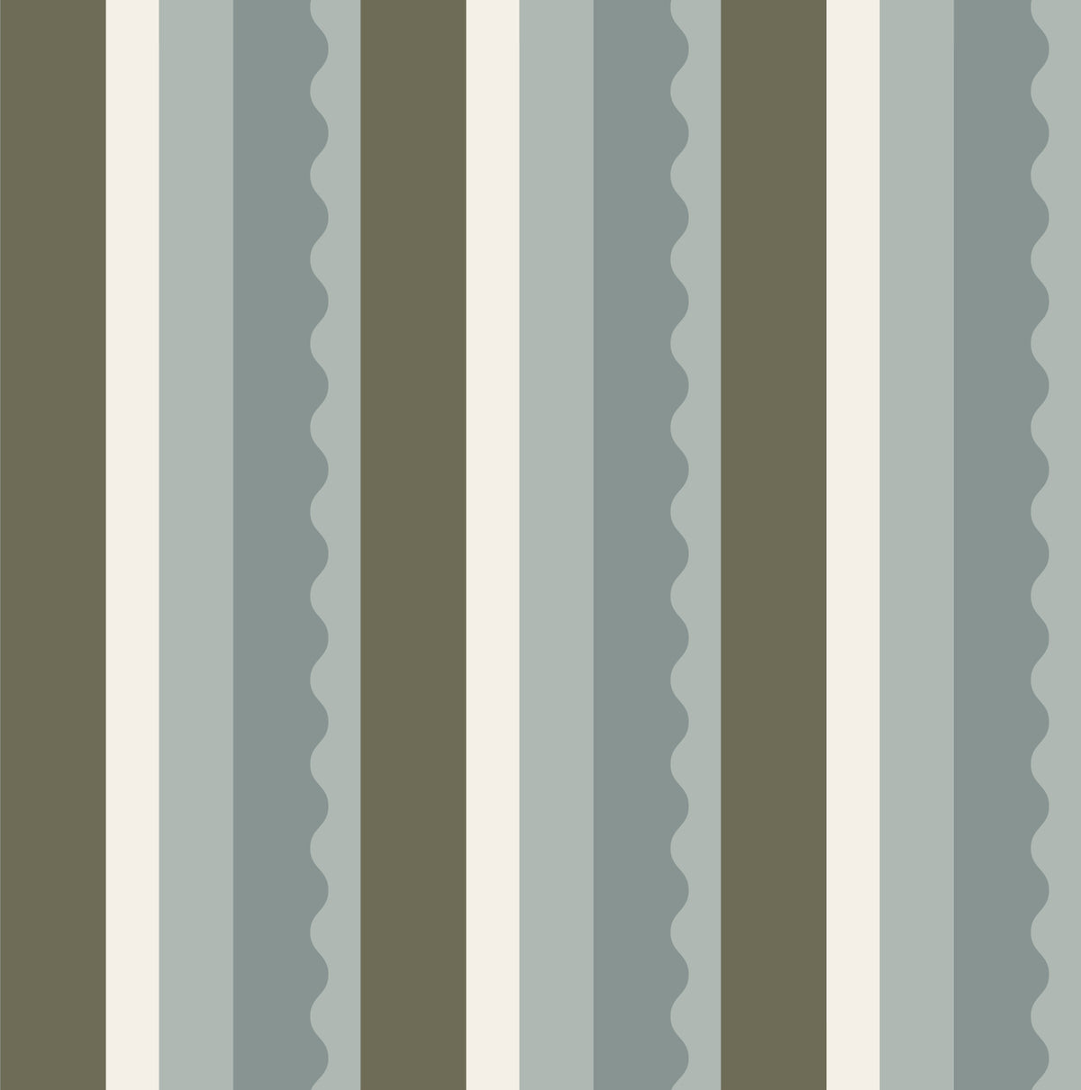 Sage and Charcoal Linear Scallop Stripes Wallpaper⁠ in your room