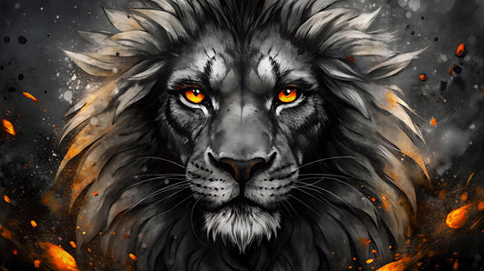 Black Lion Face Wall Mural