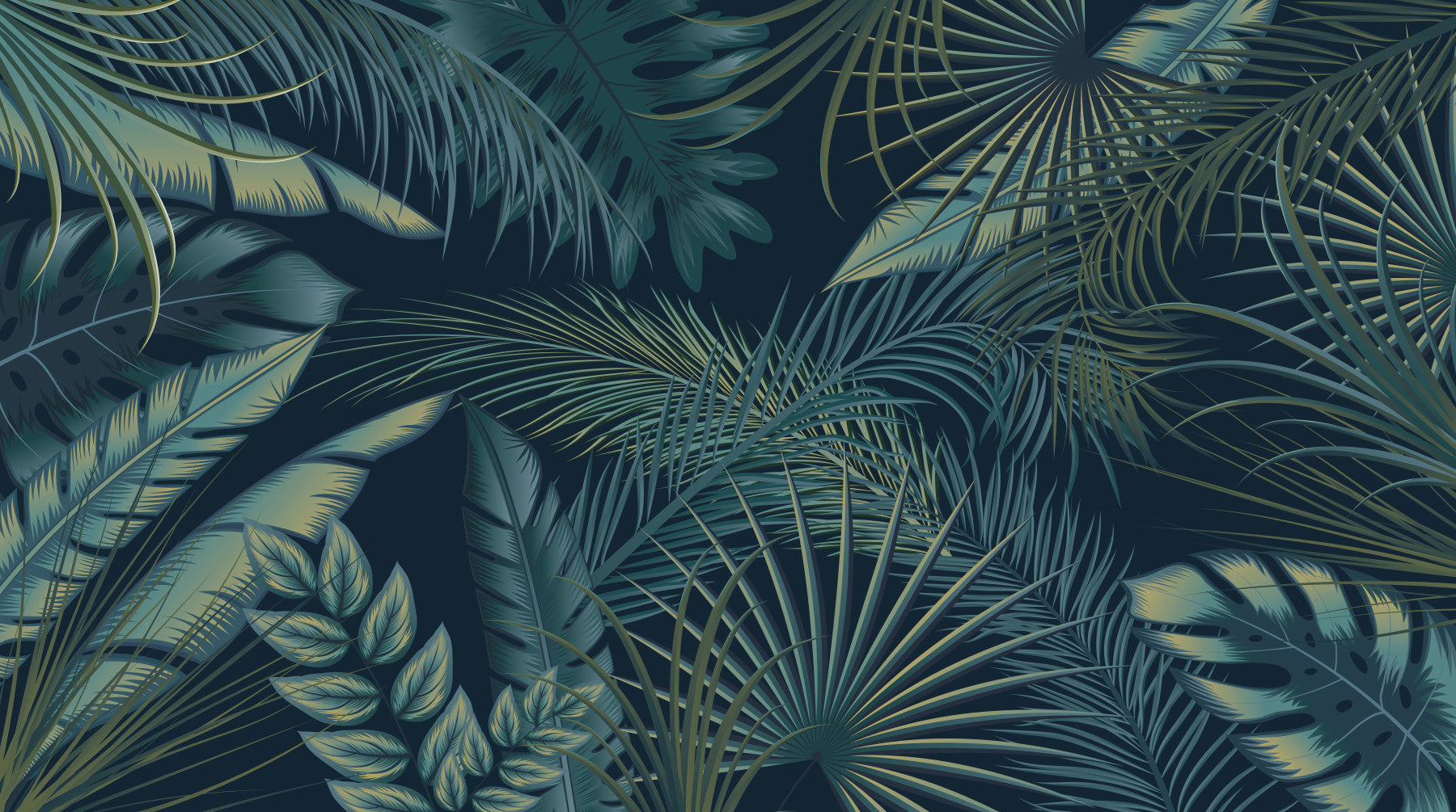 Midnight Tropics Foliage Wall Mural