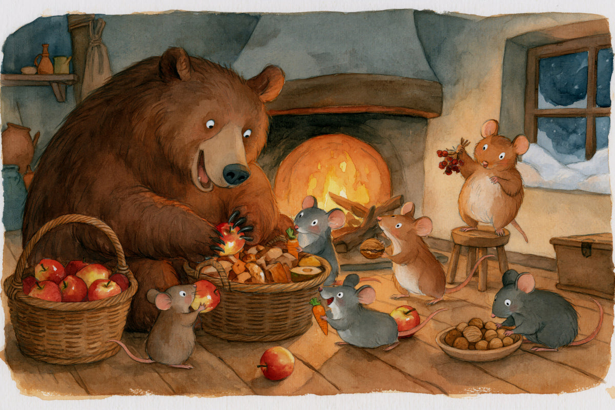 Woodland Friends Bear With Mice In Cozy Cottage Pantry Adventure Scene Wall Mural in your room