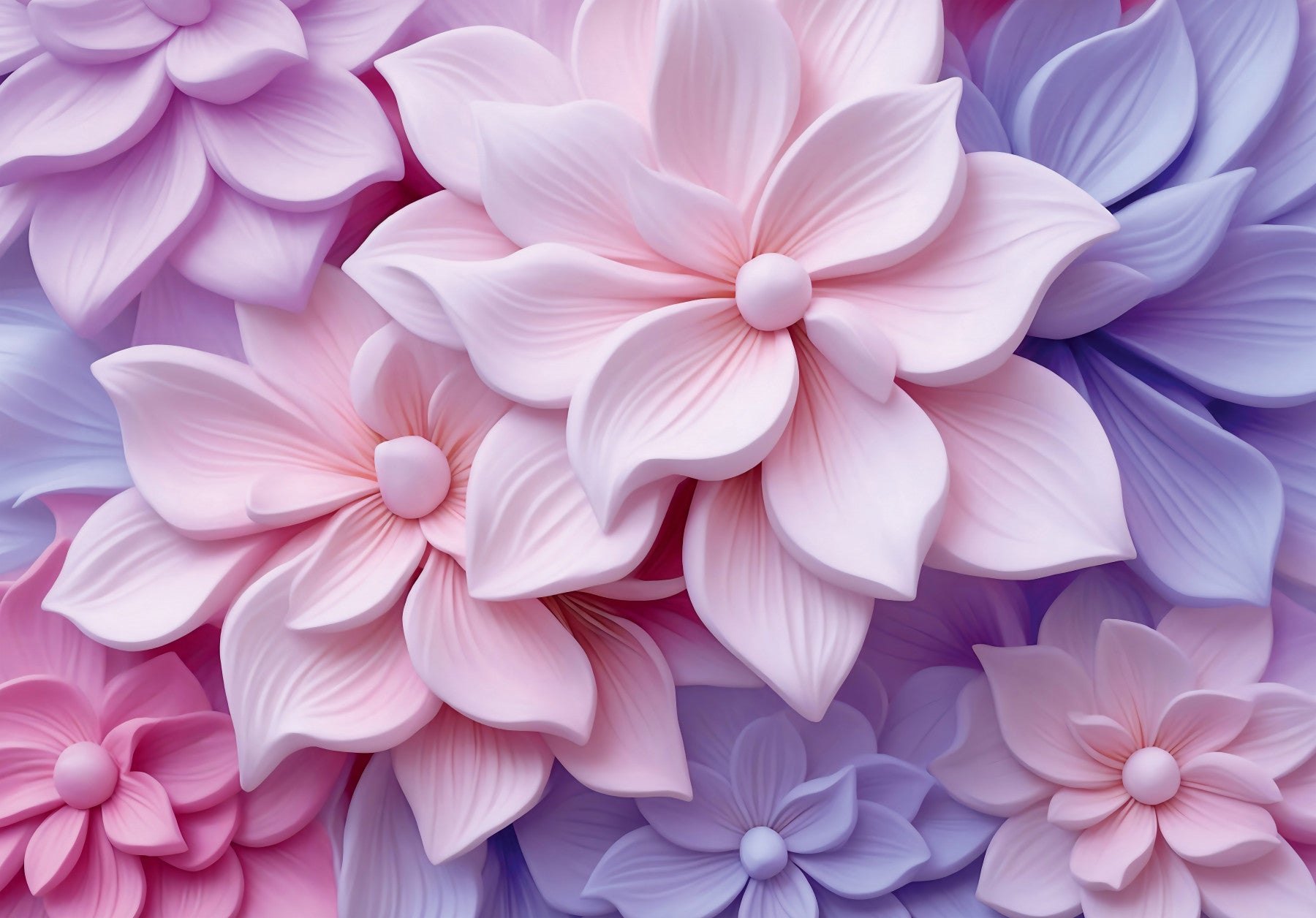 Soft Pastel 3d Flowers Wall Mural