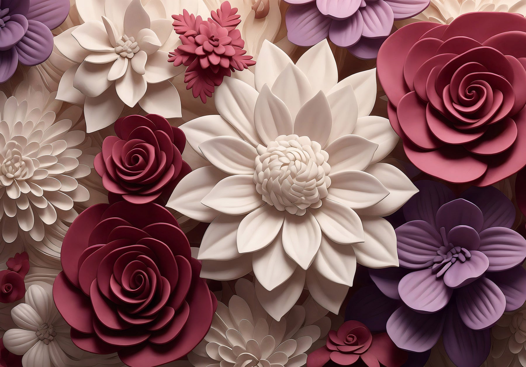 3d  Floral Blooms Wall Mural